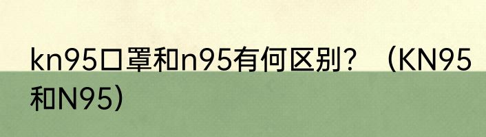 kn95口罩和n95有何区别？（KN95和N95）
