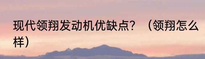 现代领翔发动机优缺点？（领翔怎么样）