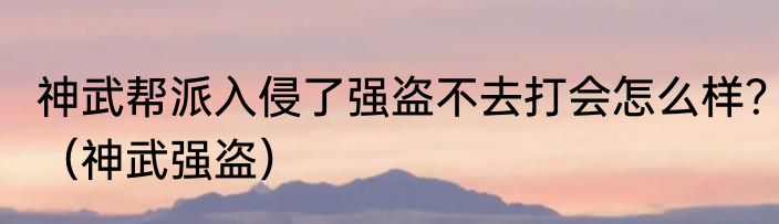 神武帮派入侵了强盗不去打会怎么样？（神武强盗）
