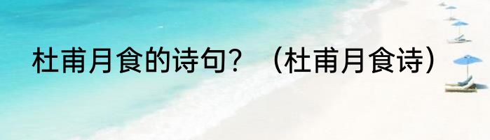 杜甫月食的诗句？（杜甫月食诗）