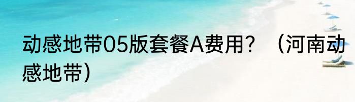 动感地带05版套餐A费用？（河南动感地带）