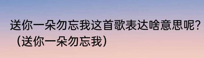 送你一朵勿忘我这首歌表达啥意思呢？（送你一朵勿忘我）