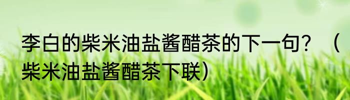 李白的柴米油盐酱醋茶的下一句？（柴米油盐酱醋茶下联）