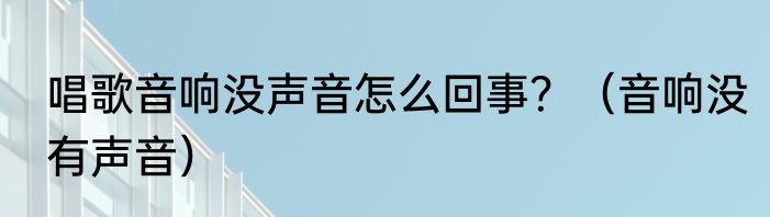 唱歌音响没声音怎么回事？（音响没有声音）