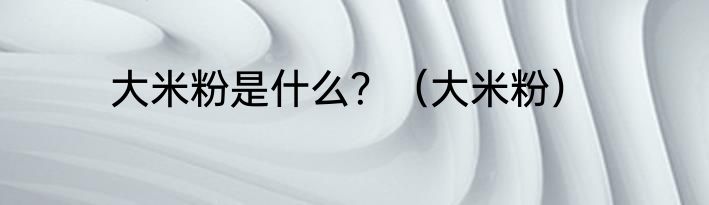 大米粉是什么？（大米粉）