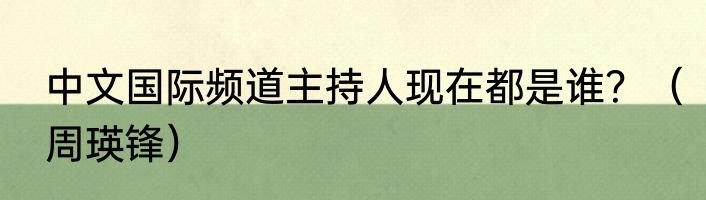 中文国际频道主持人现在都是谁？（周瑛锋）