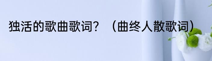 独活的歌曲歌词？（曲终人散歌词）