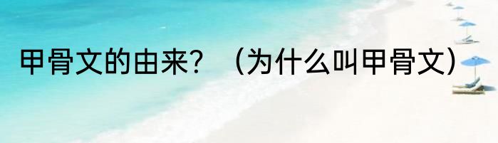 甲骨文的由来？（为什么叫甲骨文）