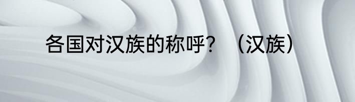各国对汉族的称呼？（汉族）
