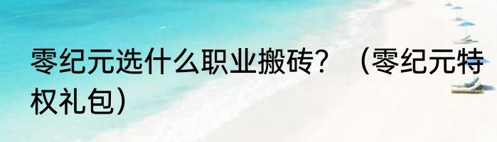 零纪元选什么职业搬砖？（零纪元特权礼包）