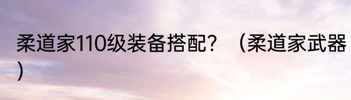 柔道家110级装备搭配？（柔道家武器）