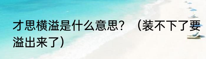才思横溢是什么意思？（装不下了要溢出来了）
