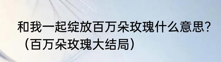 和我一起绽放百万朵玫瑰什么意思？（百万朵玫瑰大结局）
