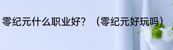 零纪元什么职业好？（零纪元好玩吗）