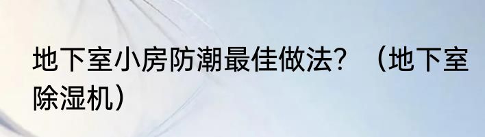 地下室小房防潮最佳做法？（地下室除湿机）