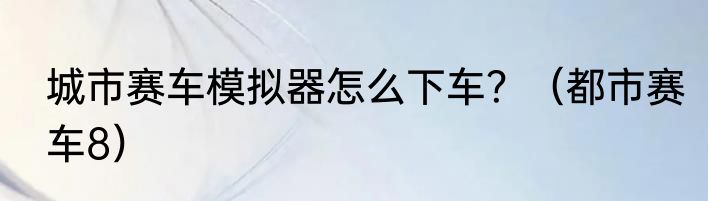 城市赛车模拟器怎么下车？（都市赛车8）
