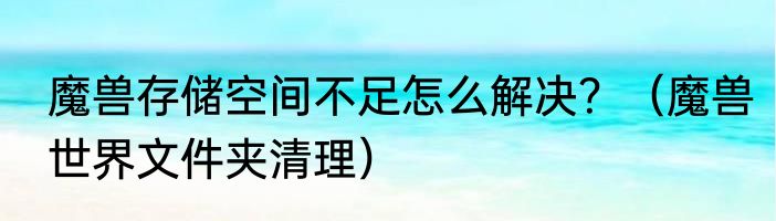 魔兽存储空间不足怎么解决？（魔兽世界文件夹清理）