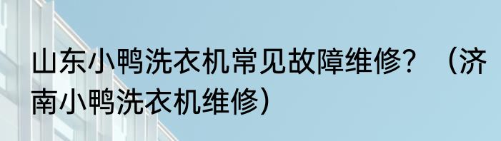 山东小鸭洗衣机常见故障维修？（济南小鸭洗衣机维修）