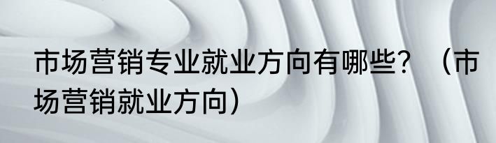 市场营销专业就业方向有哪些？（市场营销就业方向）