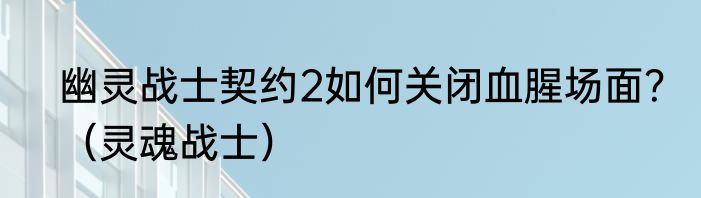 幽灵战士契约2如何关闭血腥场面？（灵魂战士）