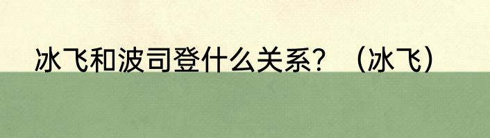 冰飞和波司登什么关系？（冰飞）
