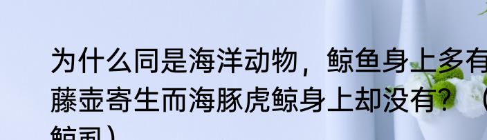 为什么同是海洋动物，鲸鱼身上多有藤壶寄生而海豚虎鲸身上却没有？（鲸虱）