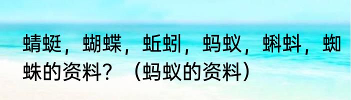 蜻蜓，蝴蝶，蚯蚓，蚂蚁，蝌蚪，蜘蛛的资料？（蚂蚁的资料）