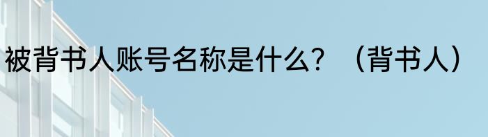 被背书人账号名称是什么？（背书人）