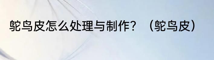 鸵鸟皮怎么处理与制作？（鸵鸟皮）