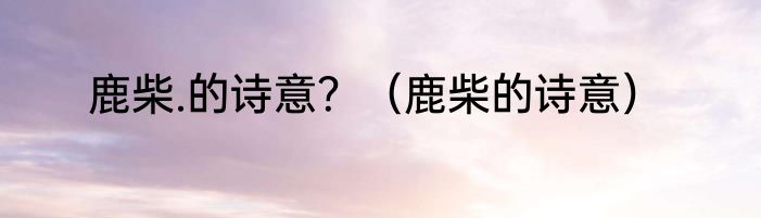 鹿柴.的诗意？（鹿柴的诗意）