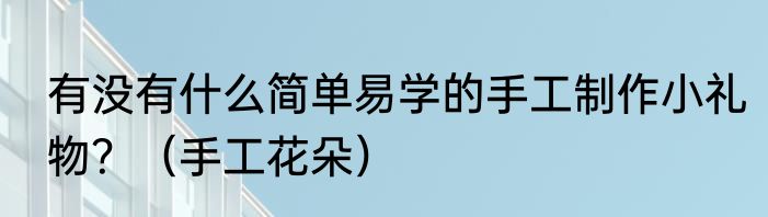 有没有什么简单易学的手工制作小礼物？（手工花朵）