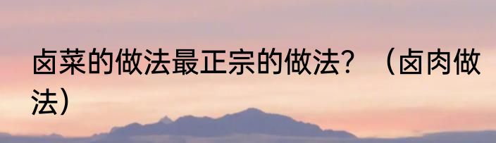 卤菜的做法最正宗的做法？（卤肉做法）