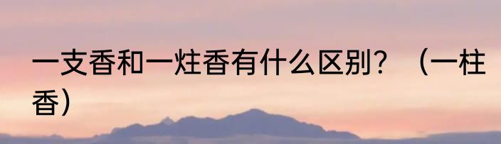 一支香和一炷香有什么区别？（一柱香）