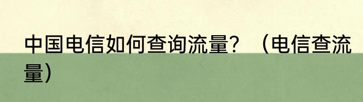 中国电信如何查询流量？（电信查流量）