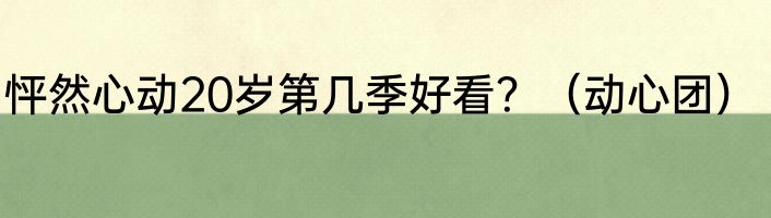 怦然心动20岁第几季好看？（动心团）