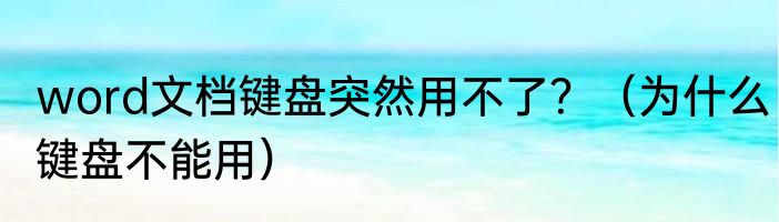 word文档键盘突然用不了？（为什么键盘不能用）