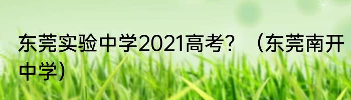 东莞实验中学2021高考？（东莞南开中学）