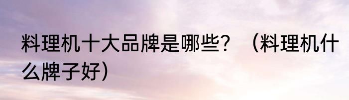 料理机十大品牌是哪些？（料理机什么牌子好）
