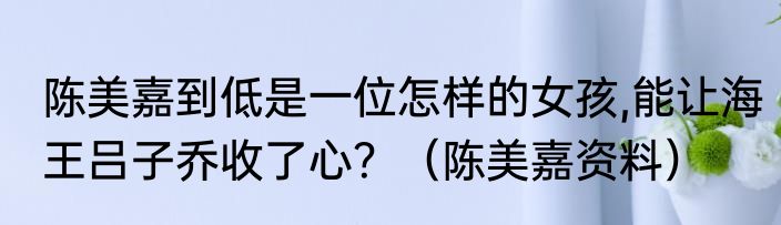 陈美嘉到低是一位怎样的女孩,能让海王吕子乔收了心？（陈美嘉资料）