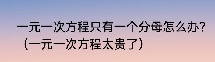 一元一次方程只有一个分母怎么办？（一元一次方程太贵了）