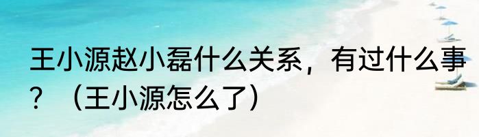 王小源赵小磊什么关系，有过什么事？（王小源怎么了）