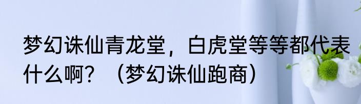 梦幻诛仙青龙堂，白虎堂等等都代表什么啊？（梦幻诛仙跑商）