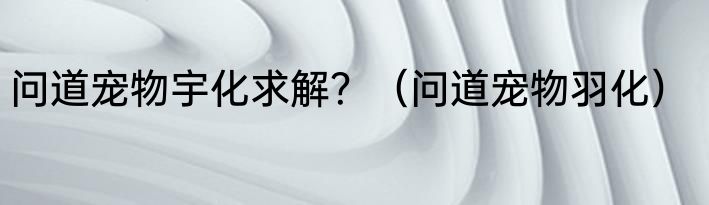 问道宠物宇化求解？（问道宠物羽化）