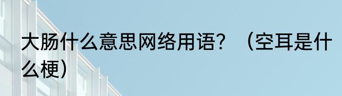 大肠什么意思网络用语？（空耳是什么梗）