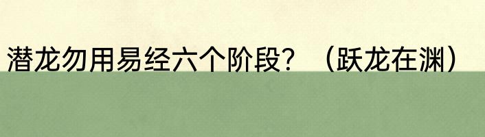 潜龙勿用易经六个阶段？（跃龙在渊）