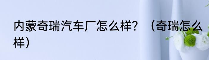 内蒙奇瑞汽车厂怎么样？（奇瑞怎么样）