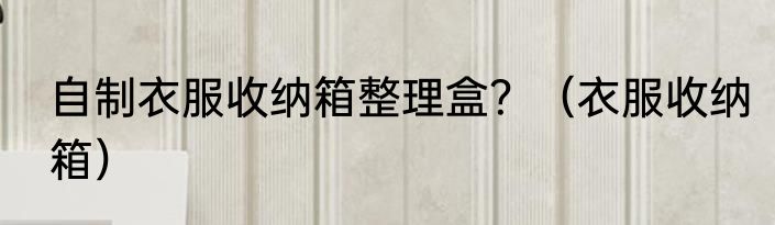 自制衣服收纳箱整理盒？（衣服收纳箱）