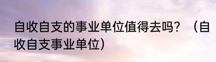 自收自支的事业单位值得去吗？（自收自支事业单位）