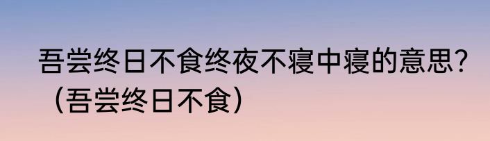 吾尝终日不食终夜不寝中寝的意思？（吾尝终日不食）