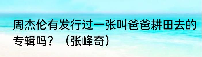 周杰伦有发行过一张叫爸爸耕田去的专辑吗？（张峰奇）